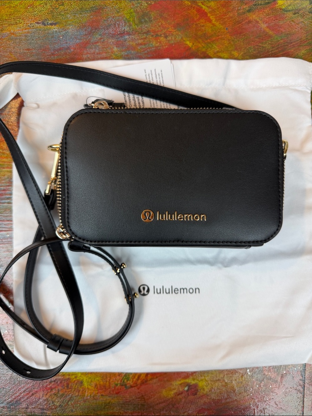 lululemon athletica Leather Alternative Camera Black Crossbody Bag NWT